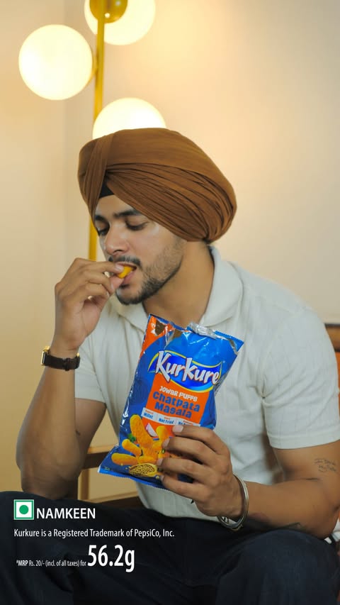 Instagram post by @iam__kabiraaa for Kurkure. Caption reads: [...] bite out of curiosity but couldn’t stop....