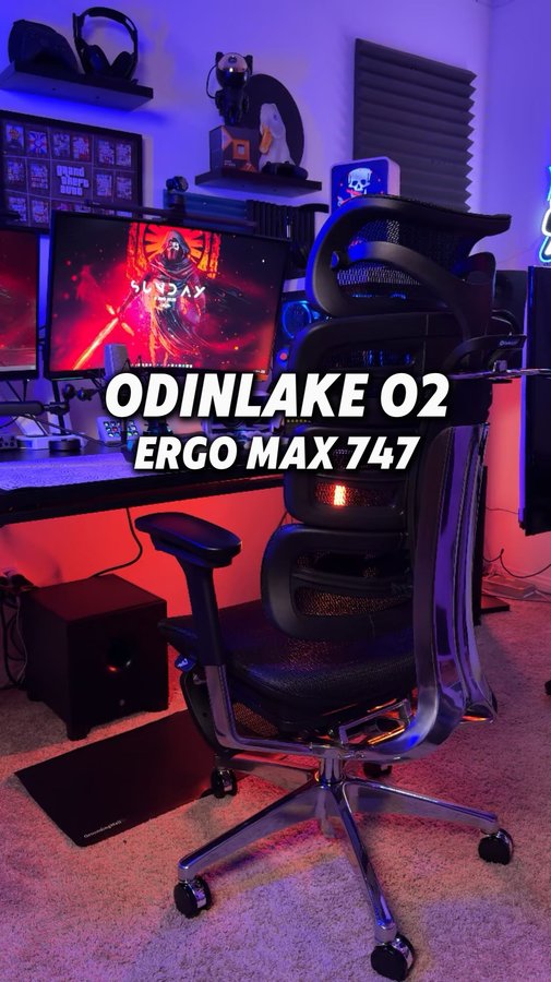 Instagram post by @deanwethers for OdinLake. Caption reads: [...] One chair that does it all. 🖥🎮
The....
