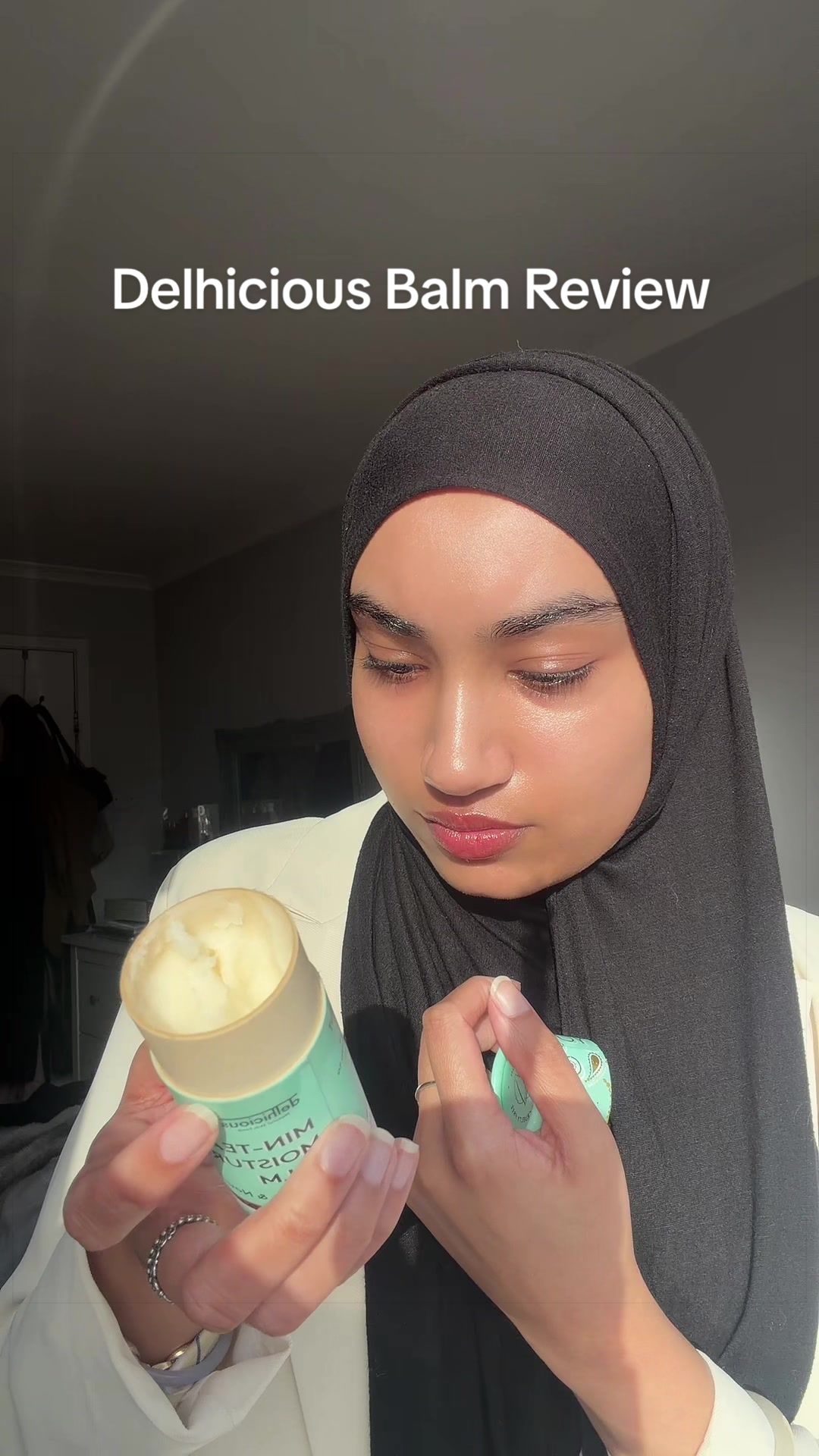TikTok post by @mynameisrifah for Delhicious Body. Caption reads: @Delhicious balm review (i also just checked don’t....