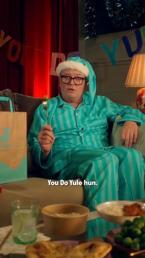 Instagram post by @chattyman for Deliveroo. Caption reads: Turkey for breakfast? Trifle for dinner? Anything....