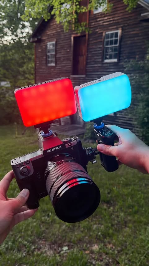 Instagram post by @kylersteele for amaran. Caption reads: Blue Hour Photography with @amarancreators Ace 25c....