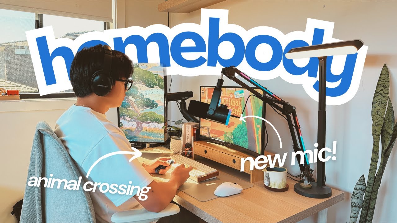 YouTube post by @royviolo for FIFINEMICROPHONE. Caption reads: 🎮 homebody vlog: a cozy day at home — desk....