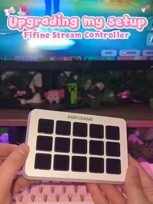 TikTok post by @lishasquarepant for Fifine Indonesia. Caption reads: New upgrade for the setup 👀🎮 Just unboxed the....