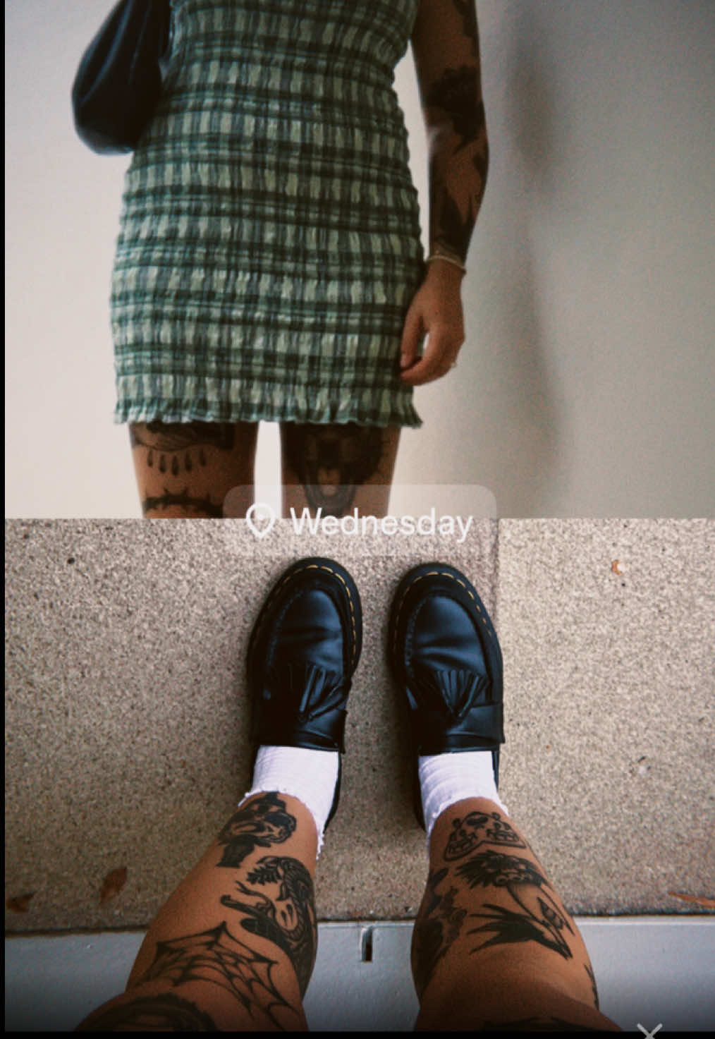 TikTok post by @luckkysoul for Dr Martens. Caption reads: todays ootd ⭐️ #drmartens #inkedgirl #ootd....