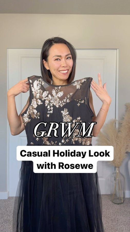 Instagram post by @rina.hutson for Rosewe. Caption reads: [...] ready for the holiday vibes in my new....