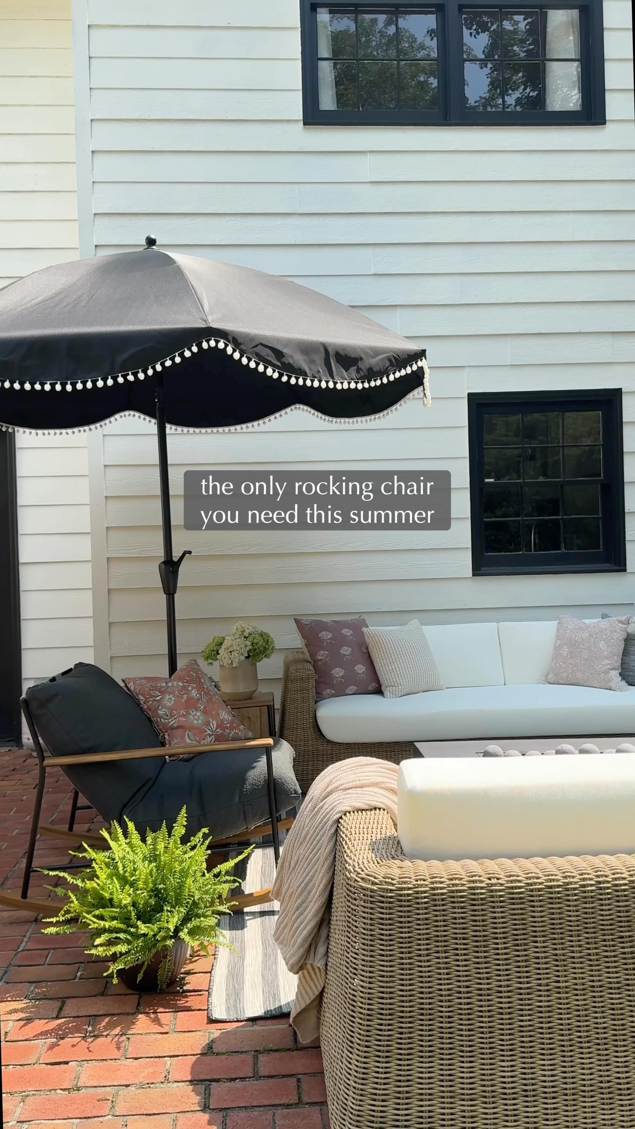 Instagram post by @designwithbernice for Denver Modern. Caption reads: #ad the rocking chair that quite literally feels....