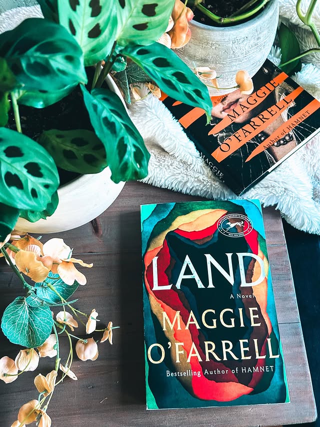 Instagram post by @rachellelovesbooks for Penguin Random House Audio. Caption reads: Land (gifted from @aaknopf @prhaudio ) is an epic....