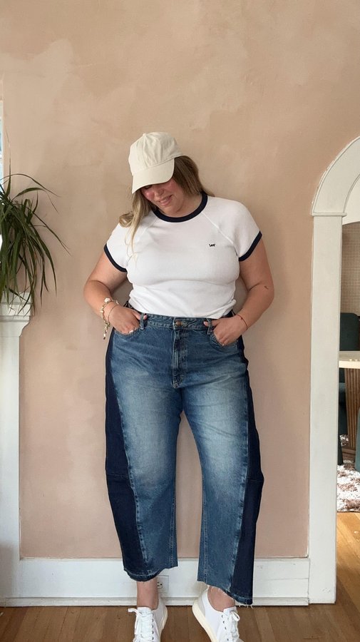 Instagram post by @alexmichaelmay for Lee Jeans. Caption reads: From flares to barrel to baggy—here are my....