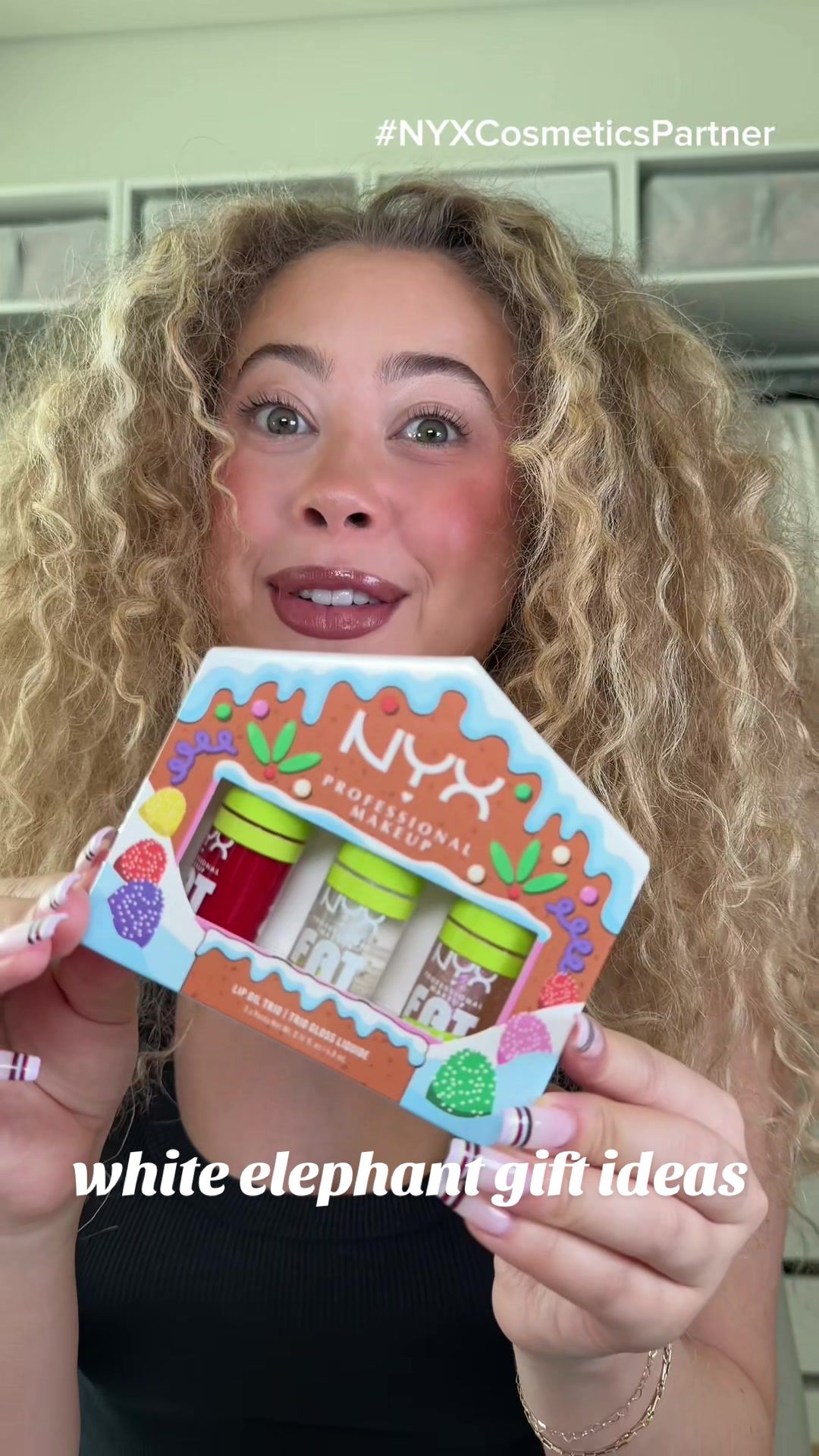 TikTok post by @maliaelaine for NYX Cosmetics. Caption reads: #NYXCosmeticsPartner @@NYX Professional Makeup has....