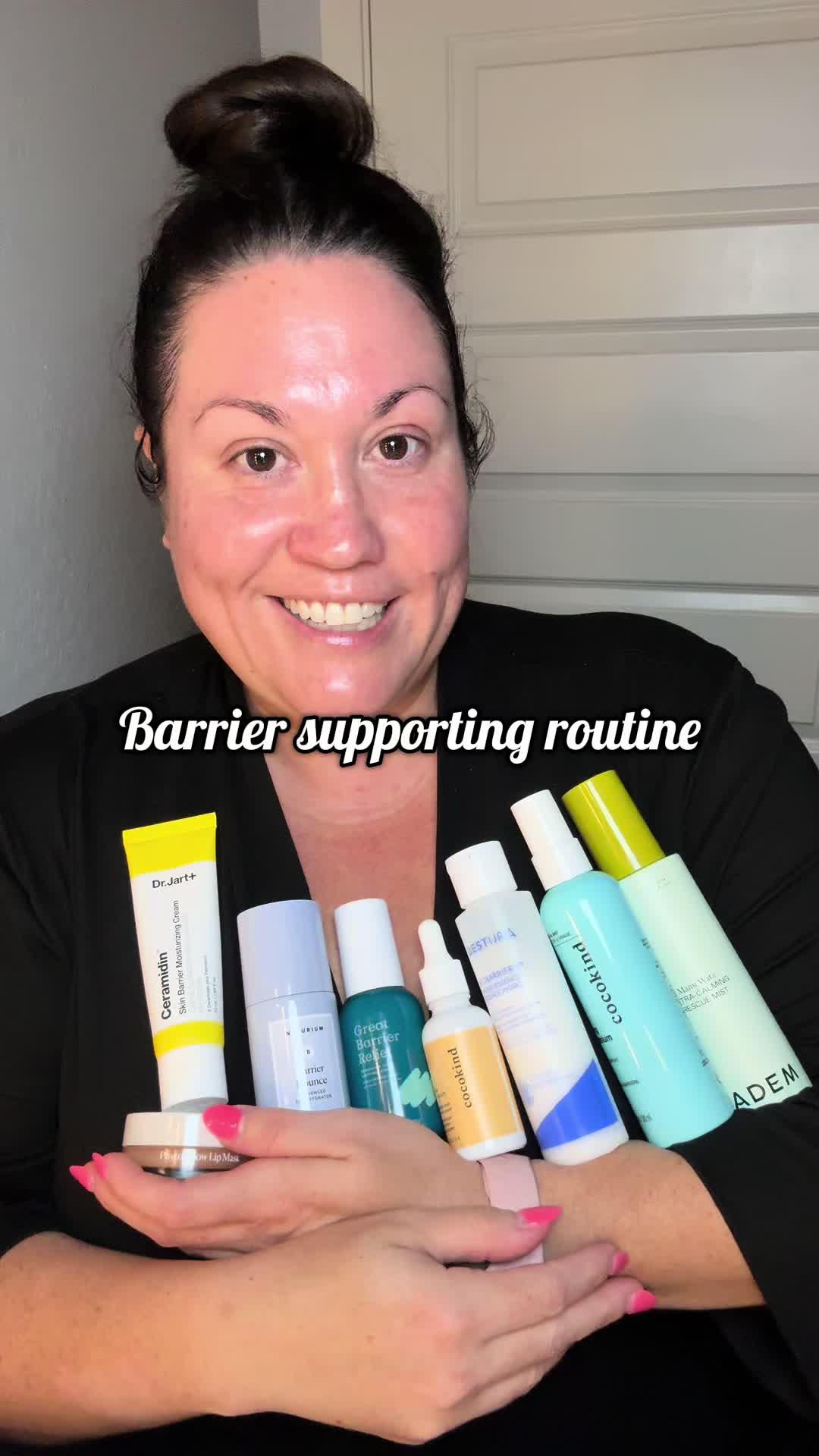 TikTok post by @realtalkwithrene for Theinkeylist. Caption reads: Barrier supporting nighttime routine 💤 🍩 🌙 🧴....