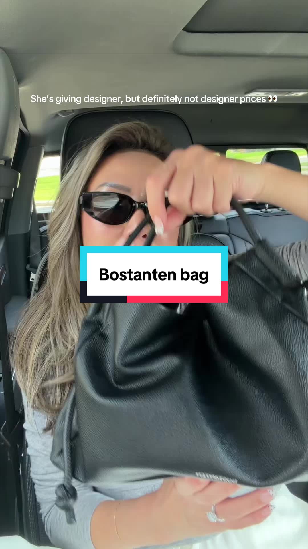 TikTok post by @alexandraryoo for Bostanten. Caption reads: @Bostanten this bag is genius. It’s giving [...].