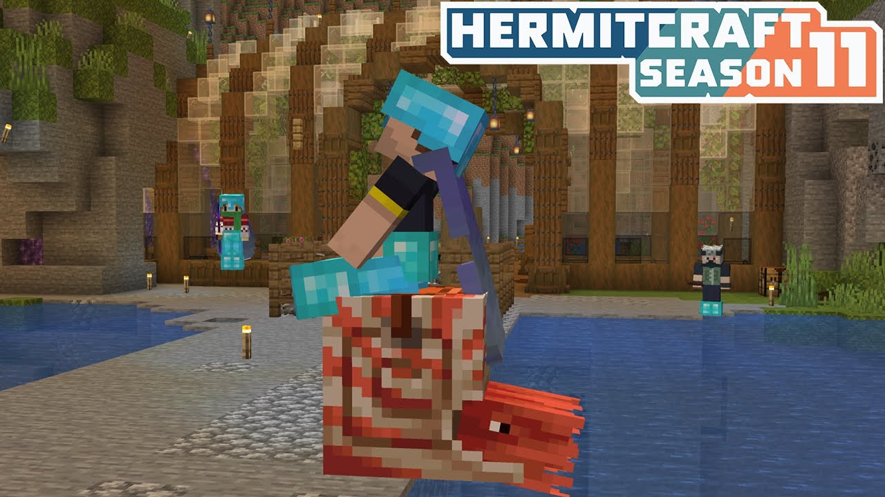 YouTube post by @impulseSV2 for Secretlab. Caption reads: The Whimsy Of Mounts of Mayhem! | Hermitcraft 11....