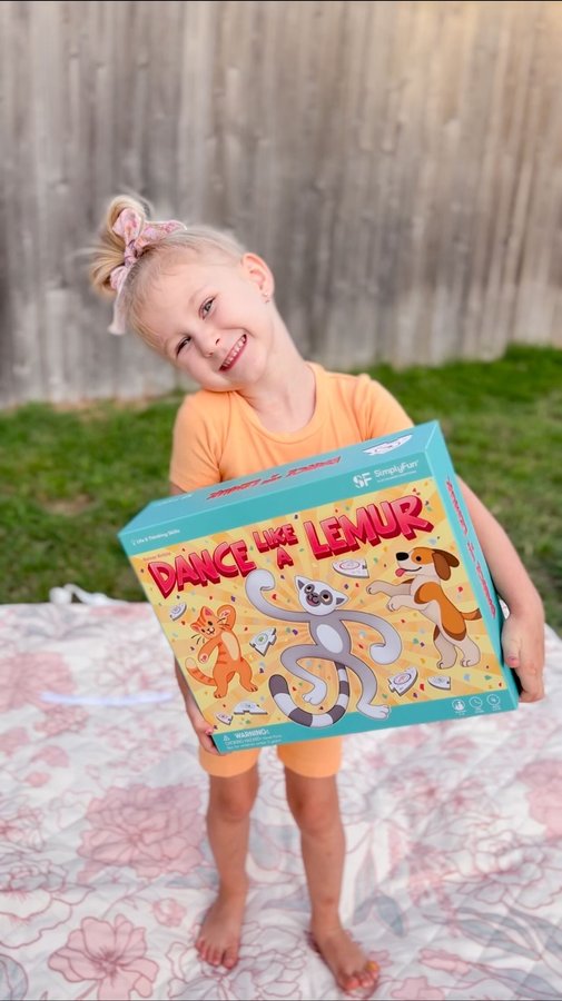 Instagram post by @idkivy for SimplyFun. Caption reads: #ad @simplyfun : Dancing like a lemur with....