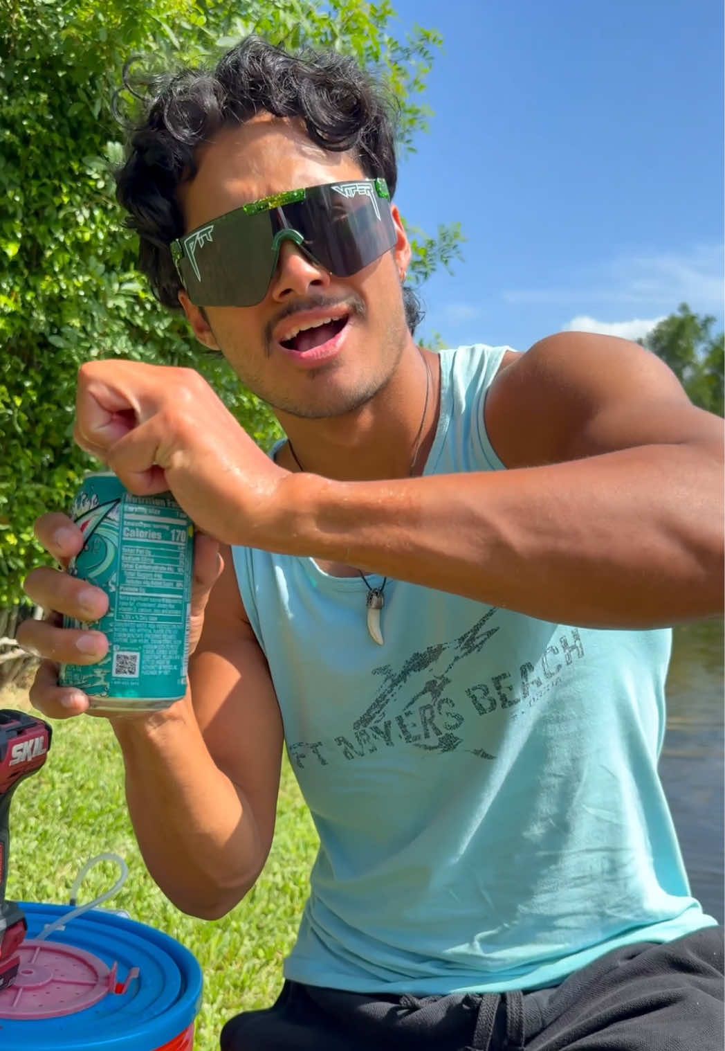 TikTok post by @rippinglipsfishing for Pit Viper. Caption reads: [...] limited edition sunnys @Mountain Dew x @Pit....