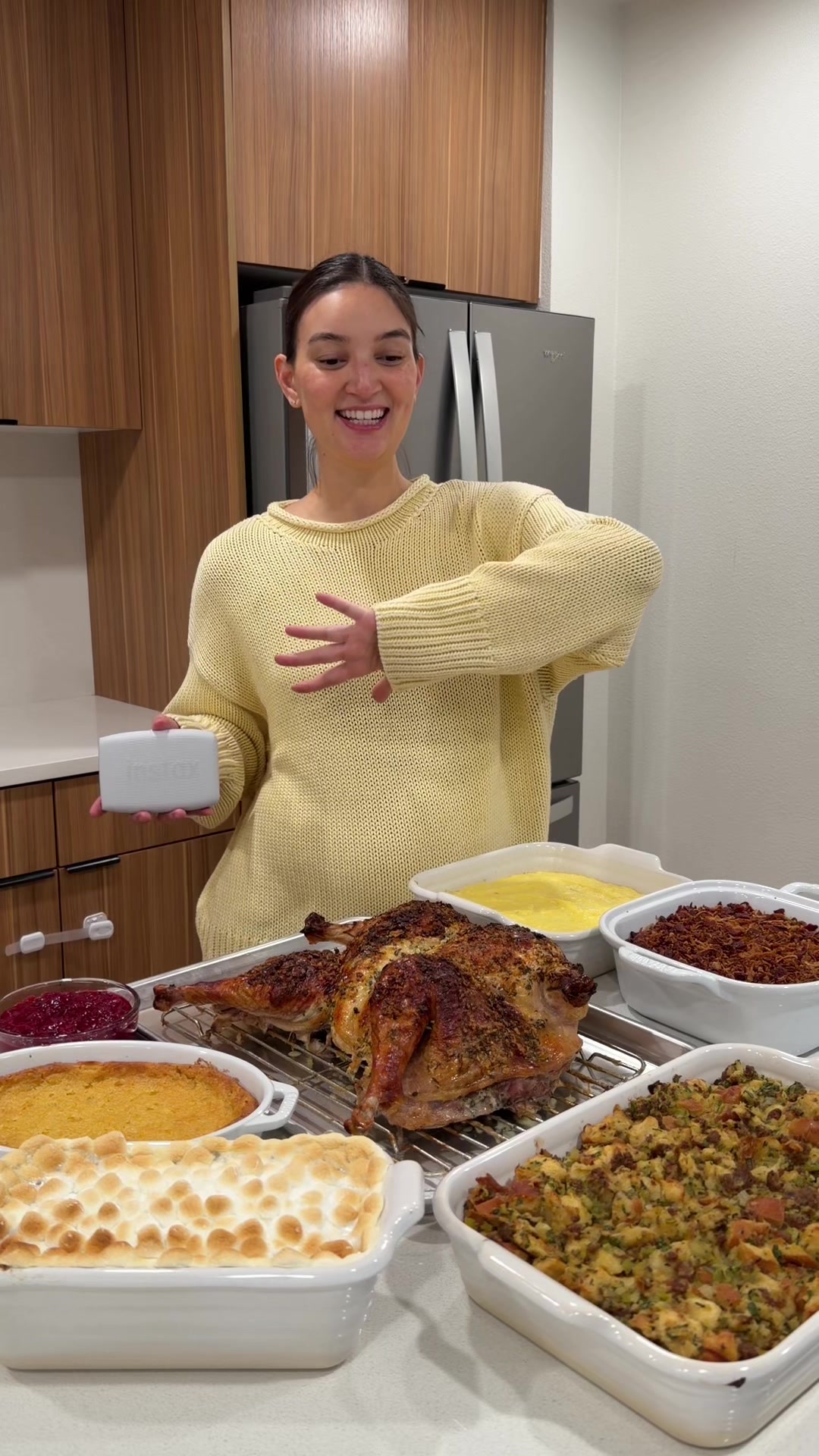 TikTok post by @emilymariko for Instax. Caption reads: [...] my Thanksgiving memories with my @Instax....