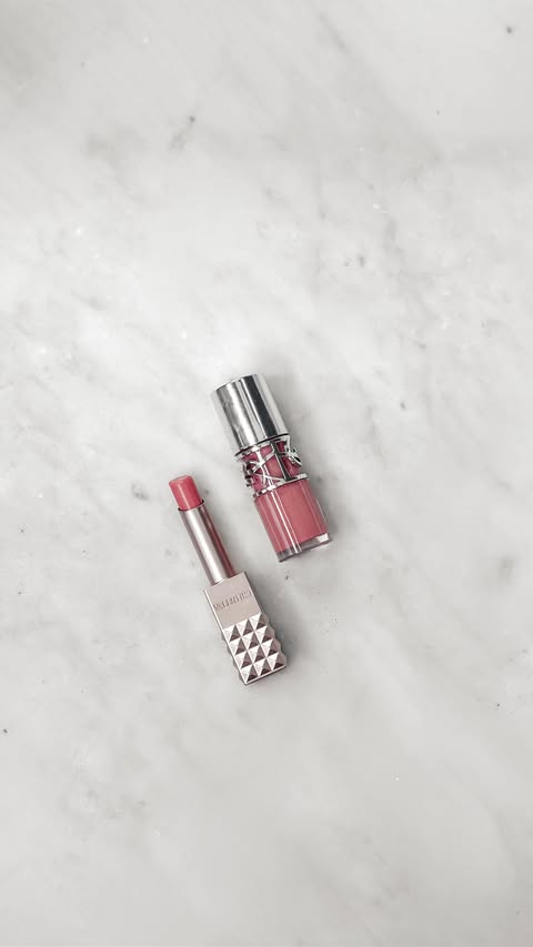 Instagram post by @olimpietta for Valentino. Caption reads: Lip combo 

@maisonvalentino spike 120R
@yslbeauty....