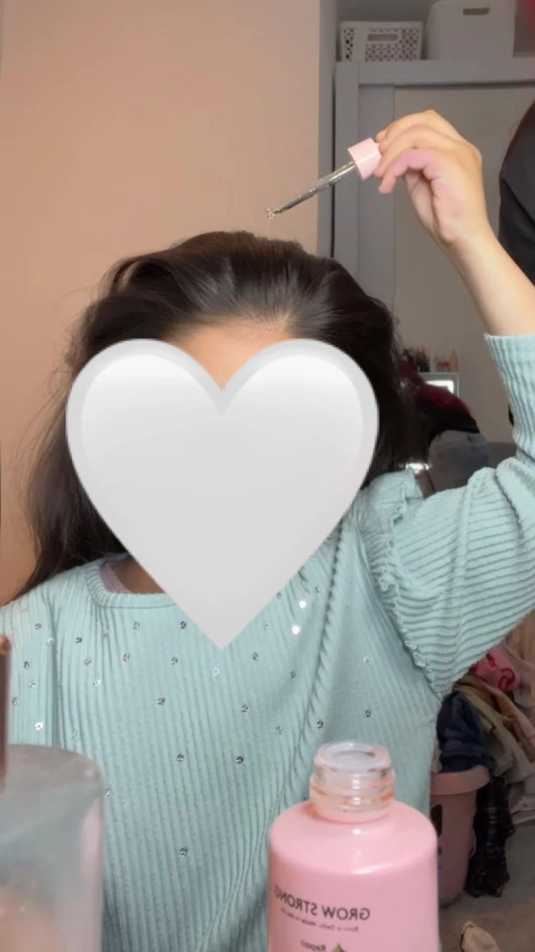 TikTok post by @salmacherry for Delhicious Body. Caption reads: My sweety pie over taking my hair routine 🤣💜💚....