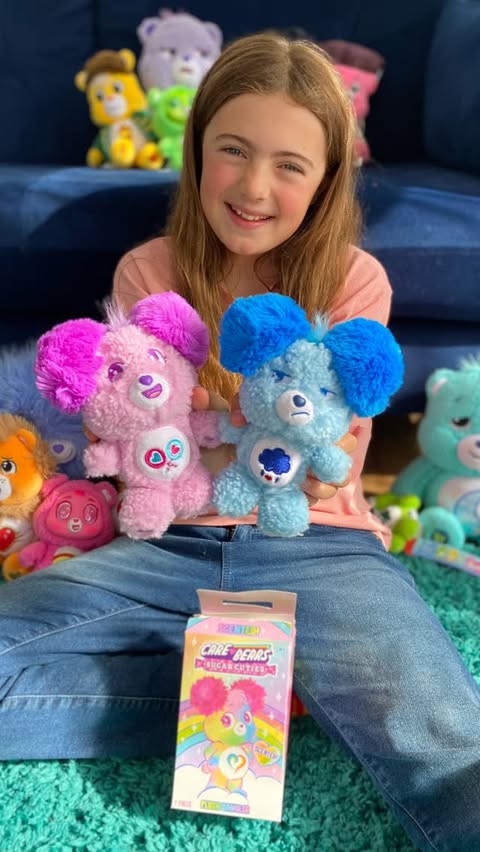 Instagram post by @justanormalmum_ for Care Bears. Caption reads: [...] These candy-coated, colourful, cuddly....