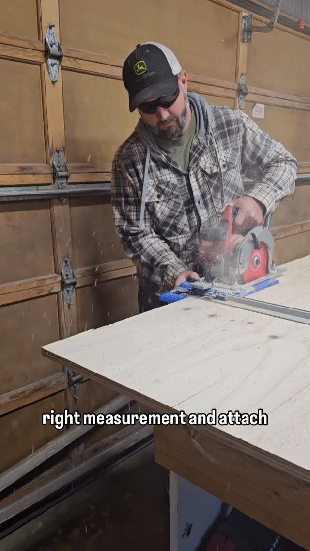 Instagram post by @makingmanzanita for Kreg Tool. Caption reads: Need to cut a sheet of plywood? The Rip-Cut is one....
