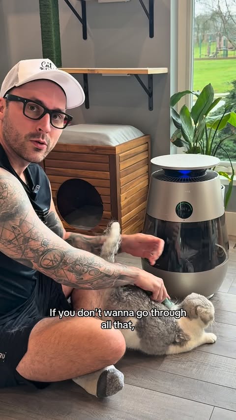 Instagram post by @catdaddy.dan for Dreame. Caption reads: I built a corsi rosenthal air purifier to help....
