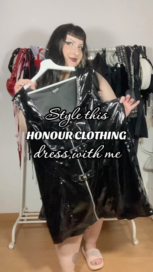 Instagram post by @martaxfits for Honour Clothing. Caption reads: Style this PVC dress from @honourclothing with me....