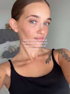 TikTok post by @katyalicegreer for Nanolash. Caption reads: [...] and now think I’m a professional x @Nanolash....