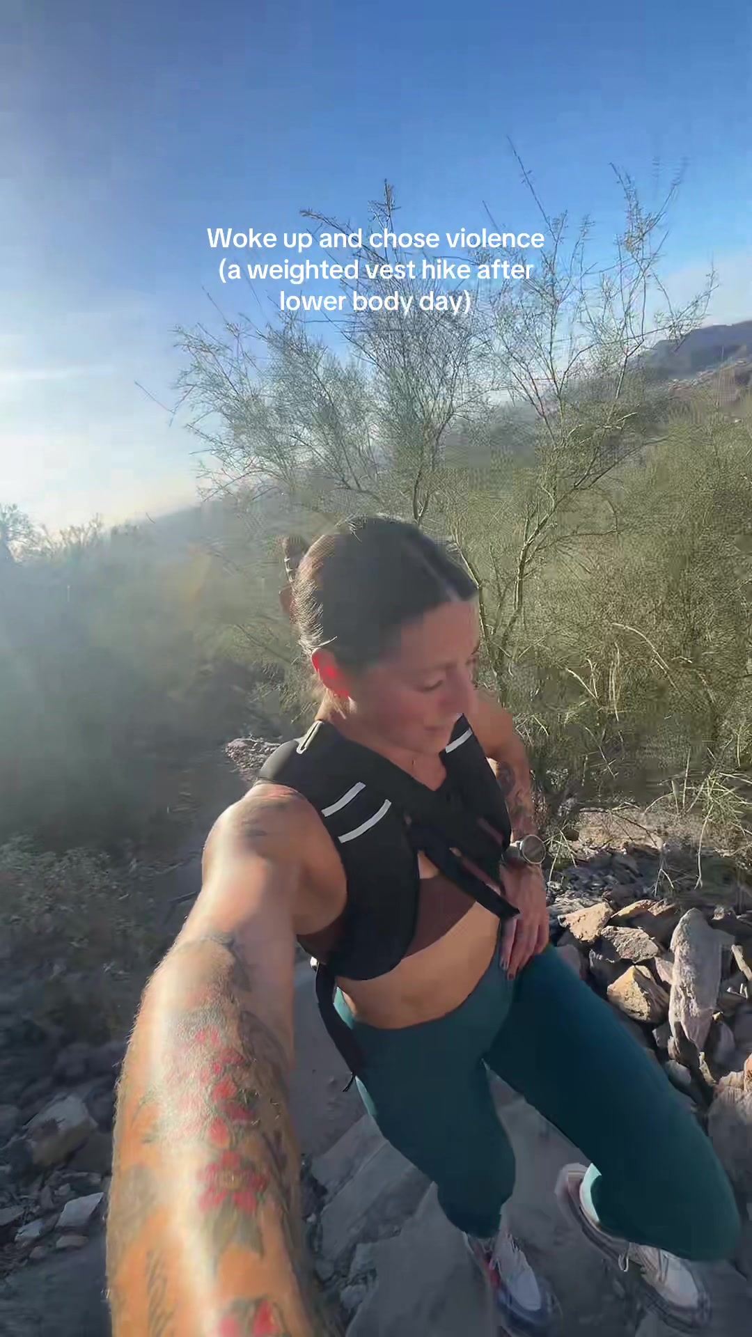 TikTok post by @kelsgoes for Zelus Fitness. Caption reads: [...] bring back the weighted vest hikes @ZELUS....