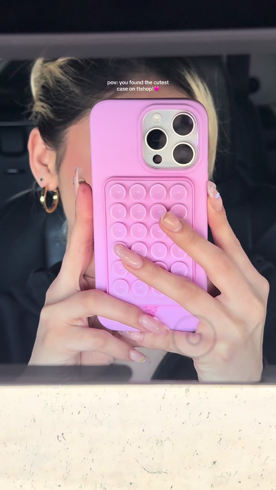 TikTok post by @judythpelayo for VELVET CAVIAR. Caption reads: [...] pink phone case🥹🩷 @velvetcaviar.