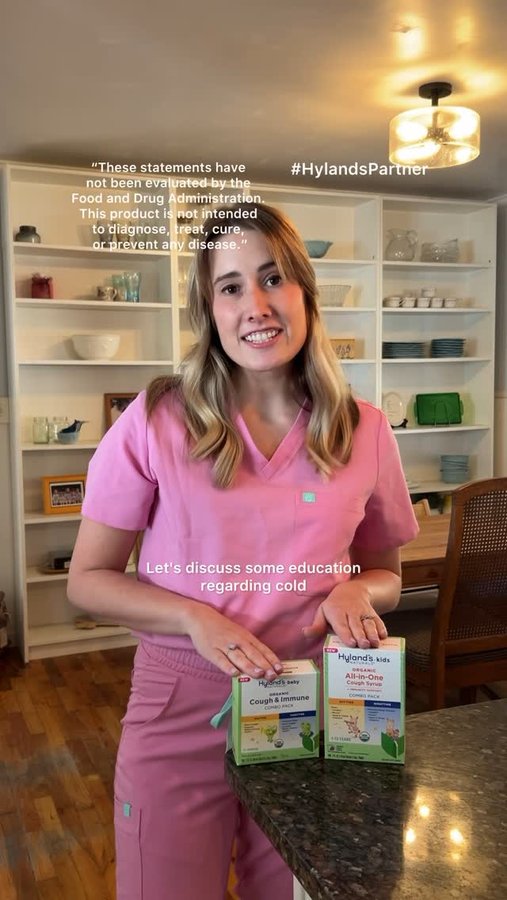 Instagram post by @karathebabynurse for Hyland's Naturals. Caption reads: [...] for babies and kids! I love @hylandsnaturals....