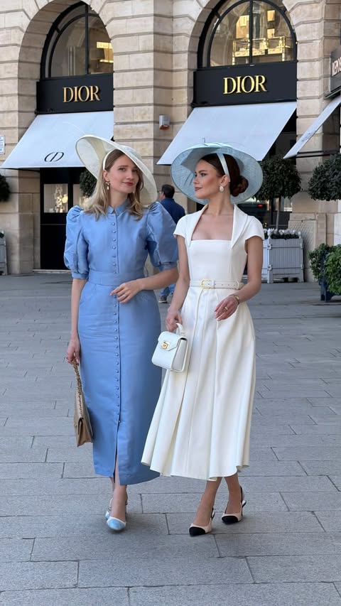 Instagram post by @solene.gisele for Karen Millen. Caption reads: Elegant outfits only 🤍 Outfit details: Look 1:....