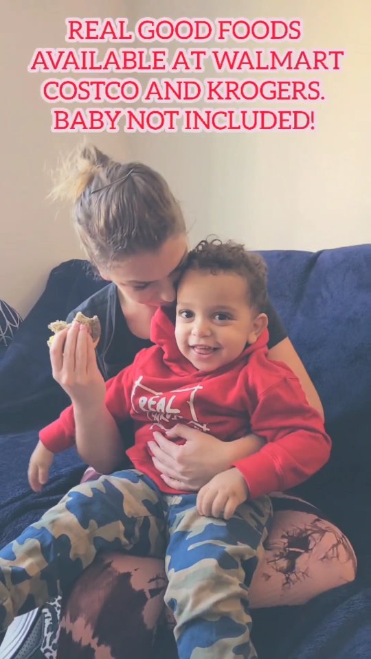 Instagram post by @arieladanielle for Real Good Foods. Caption reads: Breakfast with my little guy!

I love these....