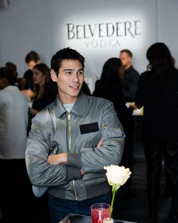 Instagram post by @evanmock for Belvedere Vodka. Caption reads: Cranberry, mint and vodka make my sensitive teeth....