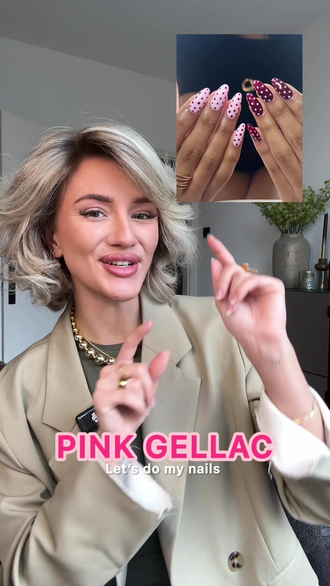 TikTok post by @rosanneliene for Pink Gellac. Caption reads: @Pink Gellac 10% korting met de code....
