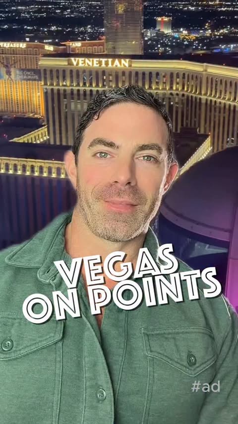 Instagram post by @traveldaddydave for Hyatt. Caption reads: This is how you do Vegas… on points....