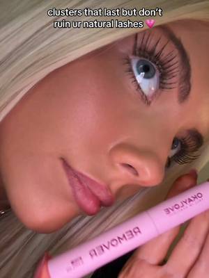 TikTok post by @blond.i3 for Okay Love Lashes. Caption reads: like BUTTER 🧈 @OKAYLOVE #lashclusters....