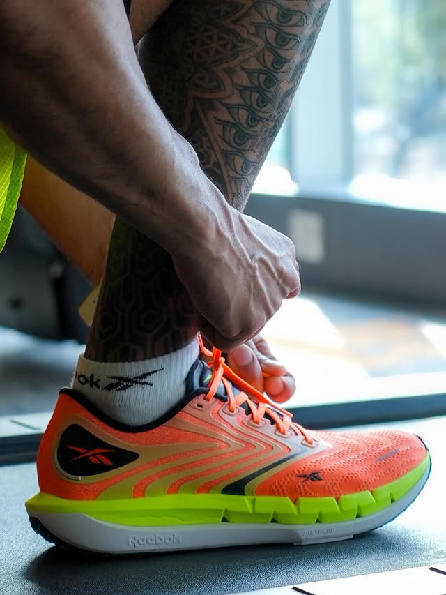 Instagram post by @rahuldattard for Reebok. Caption reads: [...] Griptonite traction, the FloatZig Tread....