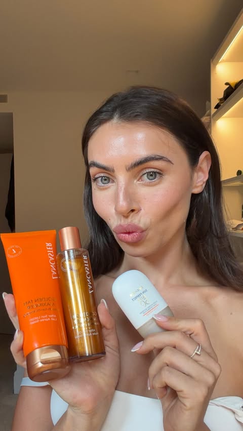 Instagram post by @francesca_allen for Lancaster Beauty. Caption reads: [...] ☀️🤎 @amazoninfluencerprogram....