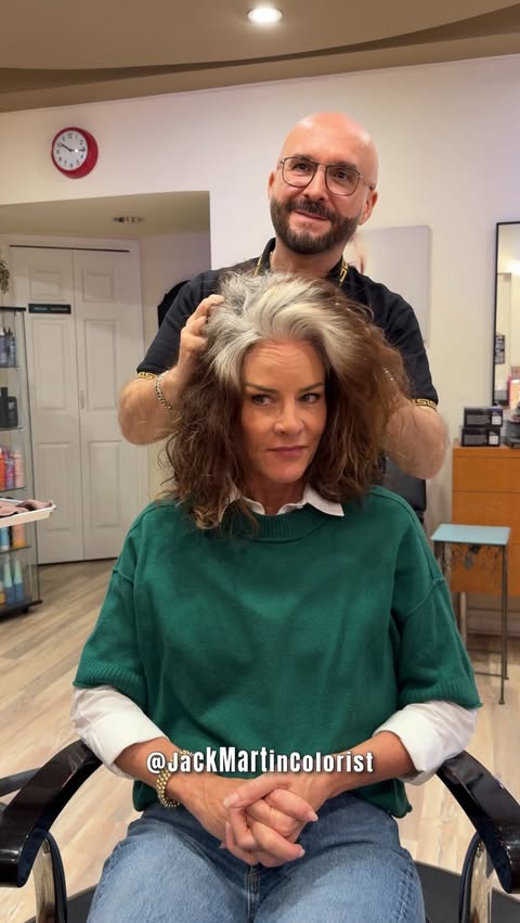 Instagram post by @jackmartincolorist for K18 Hair. Caption reads: [...] #SilverBlending #k18results #k18hair #k18....