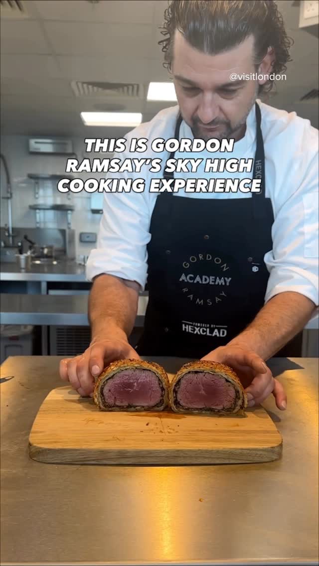 Instagram post by @gordonramsayacademy for VISIT LONDON. Caption reads: This is Gordon Ramsay’s sky-high cooking....