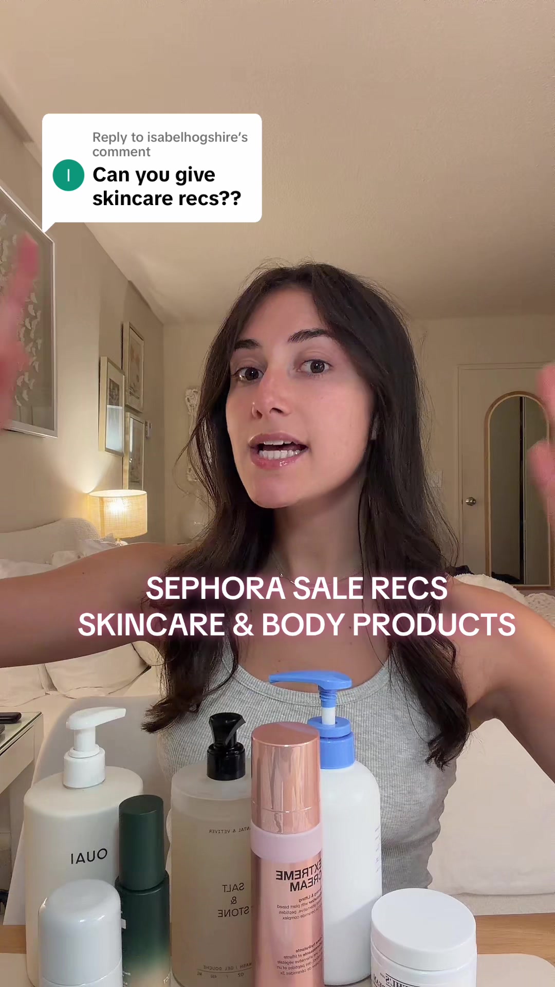 TikTok post by @bsmuks for INNBEAUTY PROJECT. Caption reads: [...] Sephora sale cart! @rhode skin @INNBEAUTY....