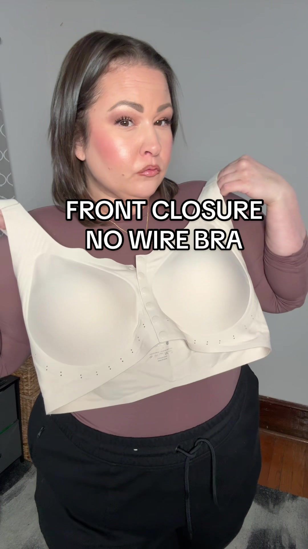 TikTok post by @amanda_hadzimichalis for Soft Intention. Caption reads: [...] #jellybra #slimmingbra #wirelessbra @Soft....