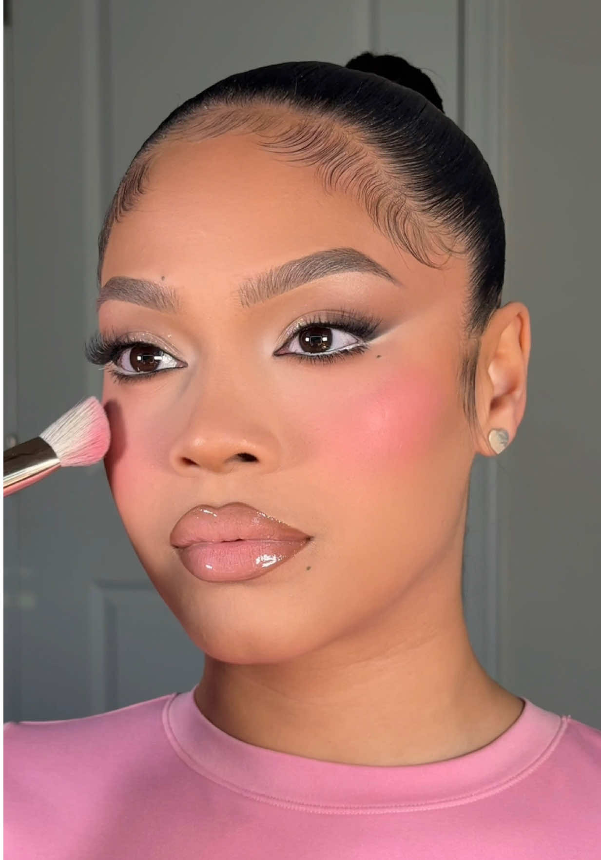 TikTok post by @logannicolemua for Patrick Ta. Caption reads: [...] found my new favorite way to apply blush....