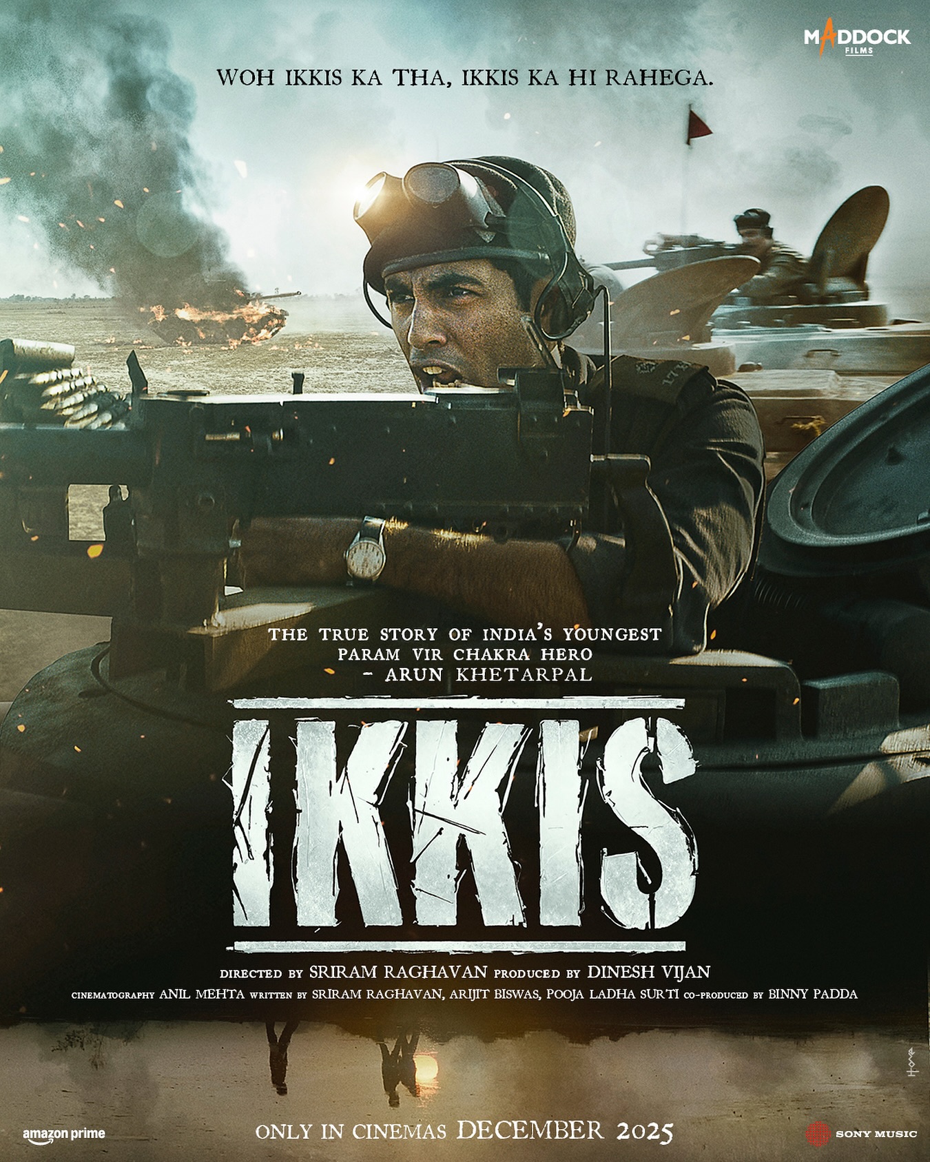 Instagram post by @jaideepahlawat for Sony Music. Caption reads: On the birth anniversary of Arun Khetarpal, Ikkis,....