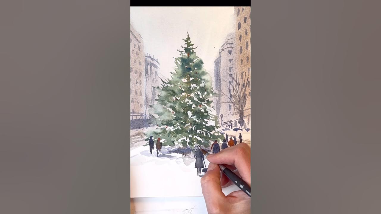 YouTube post by @ellencrimitrent for Unsplash. Caption reads: Simple Watercolor Techniques for city scenes !.