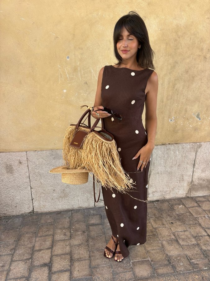 Instagram post by @audreyloques for DISSH. Caption reads: I found the most beautiful polka dots dress....