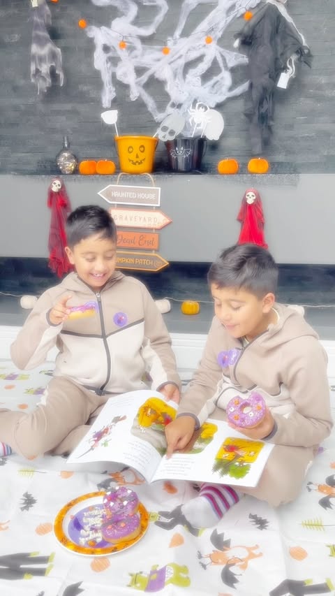Instagram post by @raising_doubletrouble for Macmillan Children's Books. Caption reads: Ad| 🎃📚 We’ve been getting into the Halloween....