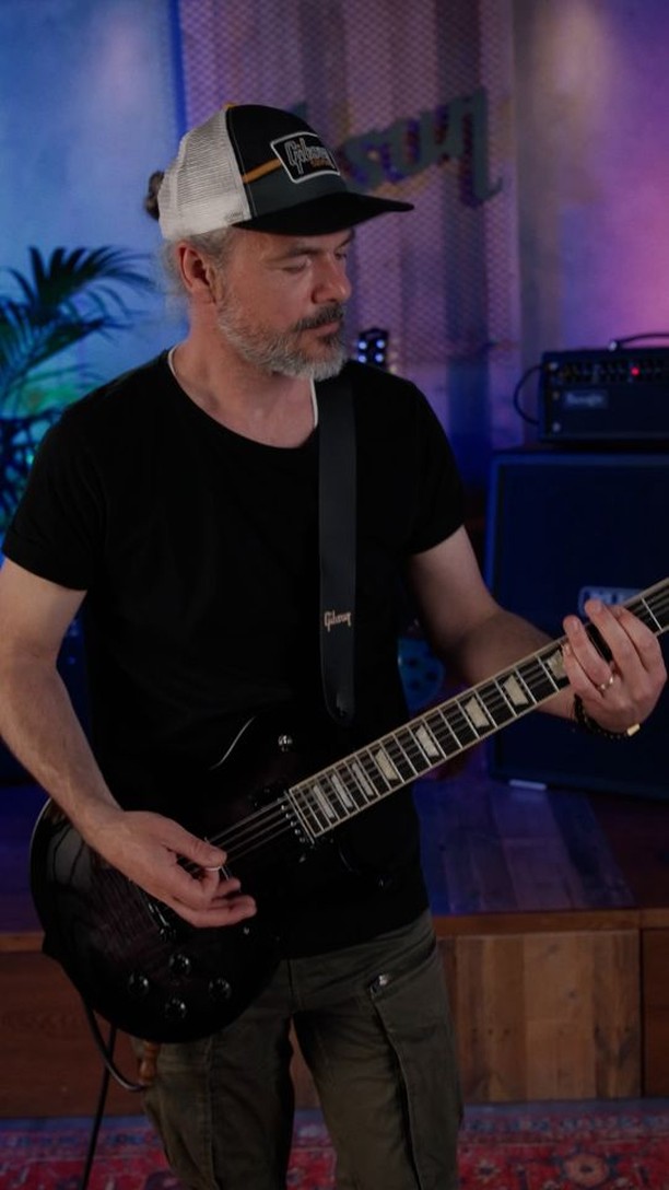 Instagram post by @isaacdelahaye for Gibson. Caption reads: [...] a section of their song ’T.I.M.E’ on the....