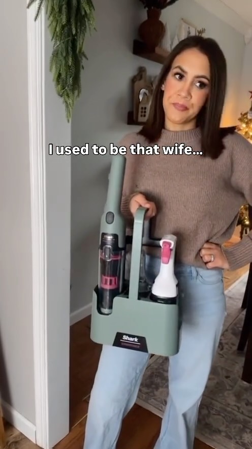 Instagram post by @thestrohfamily for Shark Home. Caption reads: [...] no longer a thing now that I have my....