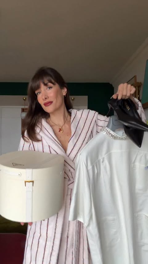 Instagram post by @juliesfi for Prada. Caption reads: Get ready with me for my @prada Christmas Eve....