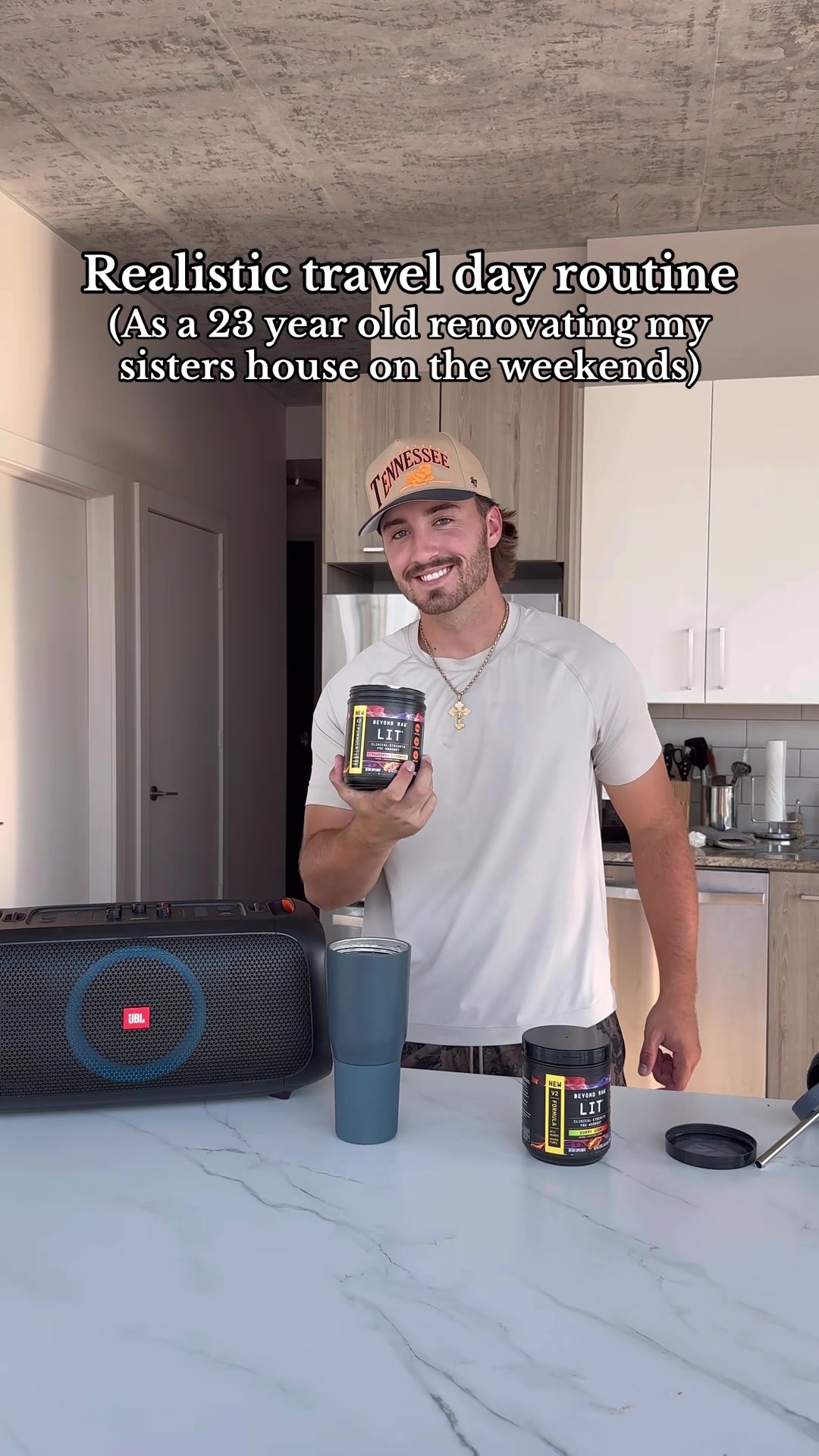 TikTok post by @lukescorno for GNC. Caption reads: I could get used to this routine with @GNC Live....